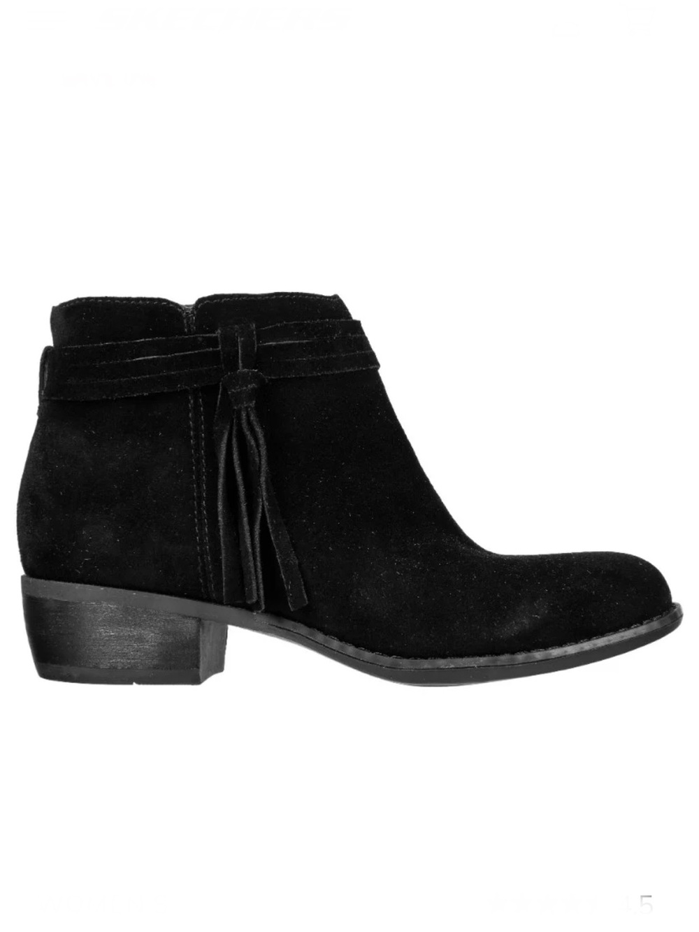 Skechers Texas Modern Western Black Suede Tassel Ankle Boot Size 7.5